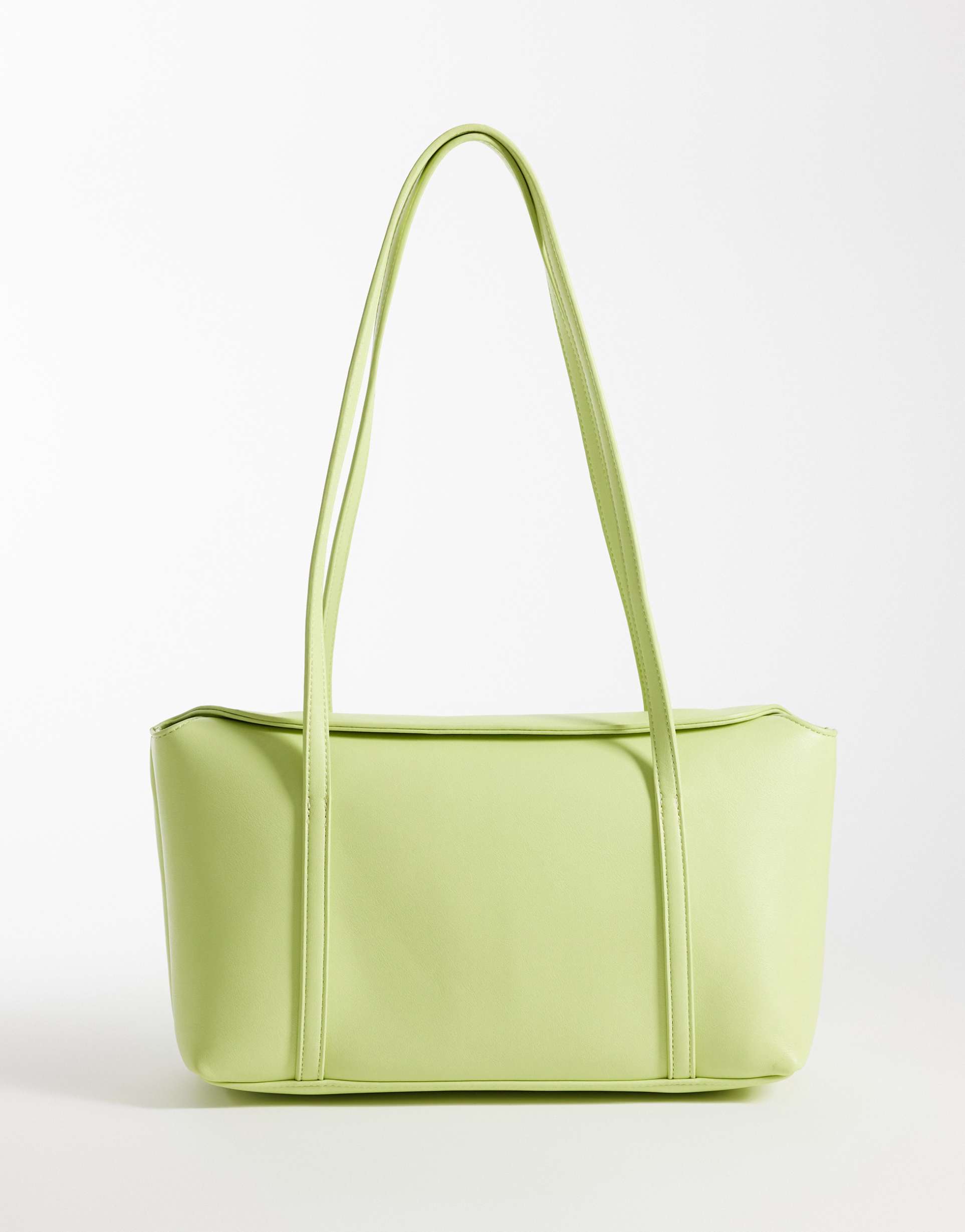 glamorous faux leather shoulder bag in lime green