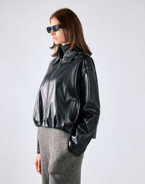 Glamorous Faux leather zip front jacket in black pu - view 1