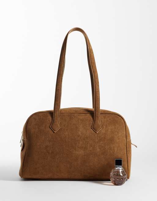 Glamorous faux suede box shoulder bag in brown | ASOS