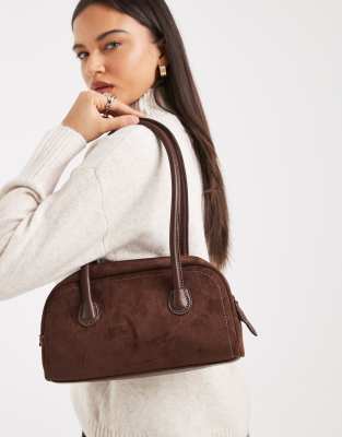 Glamorous Glamorous faux suede clean shoulder bag in brown