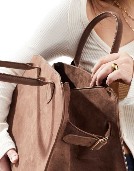 Glamorous - Grand cabas en imitation daim - Marron