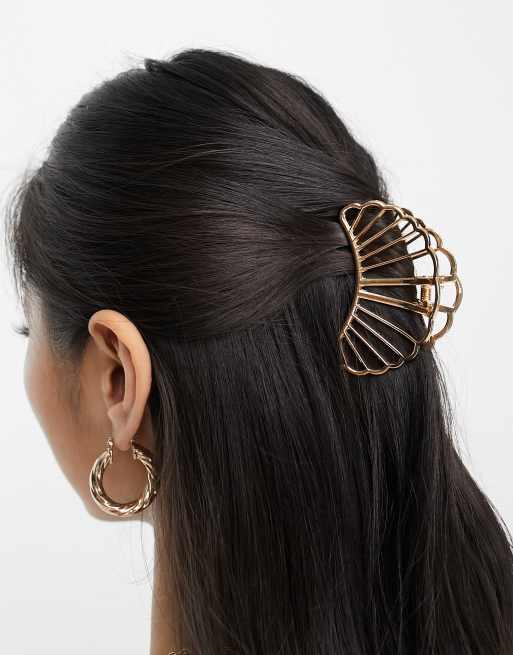 Glamorous - Fermaglio per capelli color oro a conchiglia