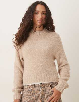 Glamorous - Figurbetonter, kastiger Strickpullover in Hellbeige-Neutral