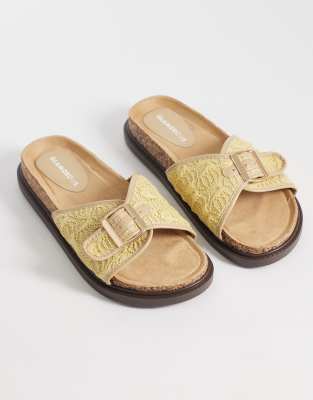 Glamorous - Flache, gewebte Sandalen in Naturfarbe-Neutral