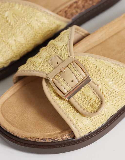 Glamorous – Flache, gewebte Sandalen in Naturfarbe, 3 von 4