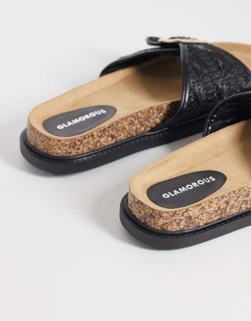 Glamorous – Flache, gewebte Sandalen in Schwarz, 4 von 4