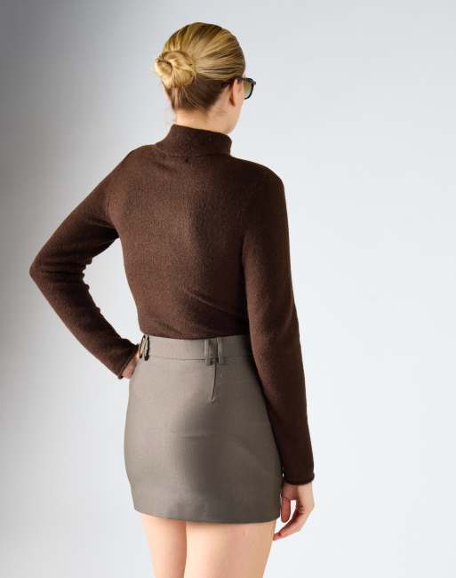 Glamorous Flap-pocket mini skirt in khaki, 4 of 4