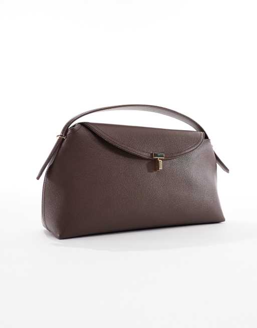 Glamorous flap shoulder bag in chocolate brown