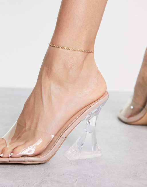 Clear chunky hot sale heel mules