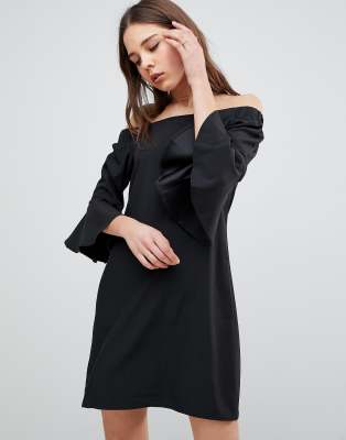 asos black bardot dress