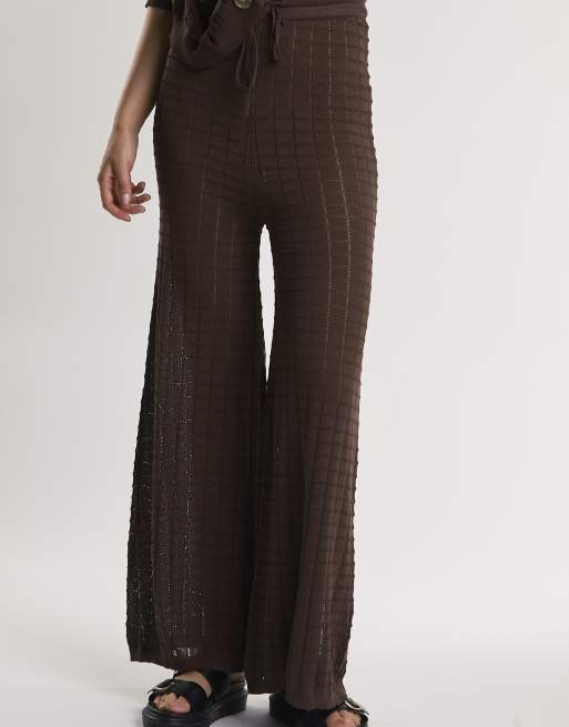 Glamorous Flared knit trousers in brown, 2 of 4