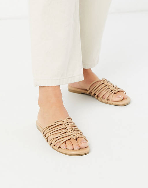 Glamorous flat sandals in beige | ASOS