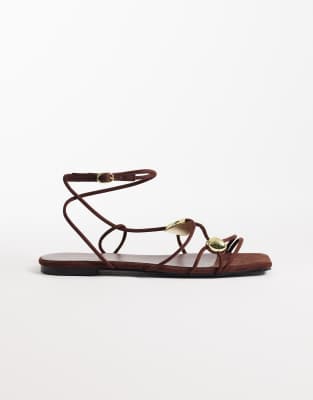 Glamorous Flat Sandals With Molten Detailing In Animal Print