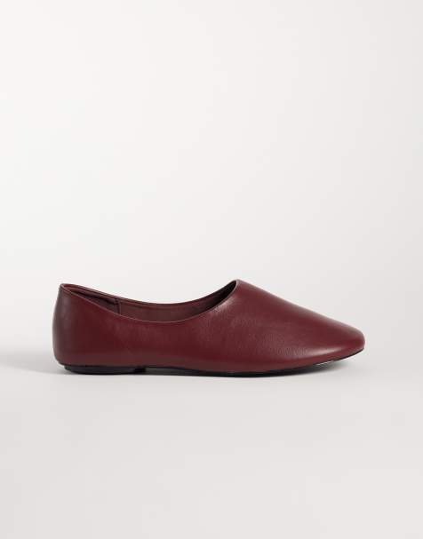 Glamorous flat shoes in deep red - view 1