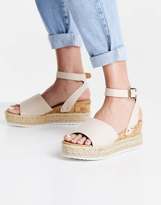 Shoes Sandals/Glamorous flatform espadrille sandals in beige 