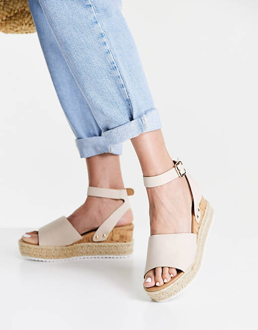 Shoes Sandals/Glamorous flatform espadrille sandals in beige 