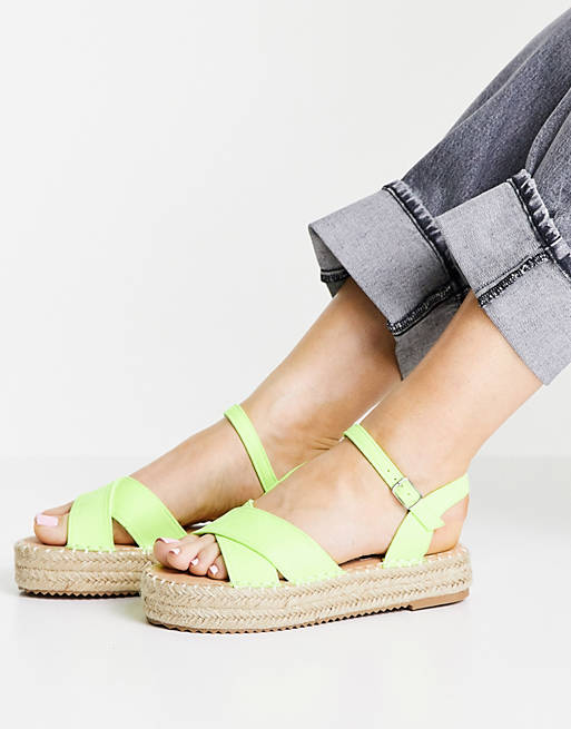 Glamorous flatform espadrille sandals in lime
