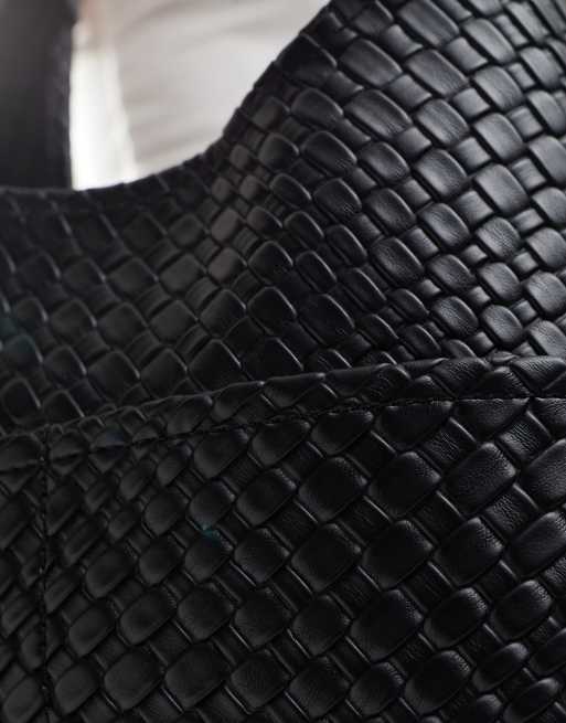 Glamorous - Flettet skuldertaske med lommedetaljer i sort, 3 af 4