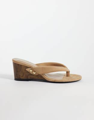 Glamorous Flip Flop Wedge Sandals In Brown