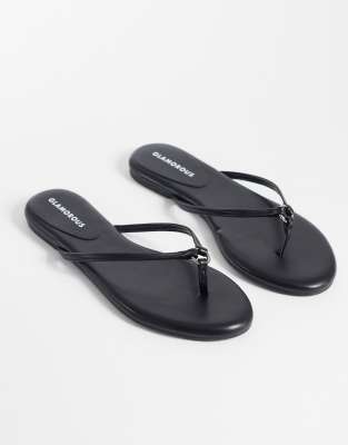 Glamorous Flip Flops In Black