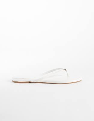 Glamorous Flip Flops In White