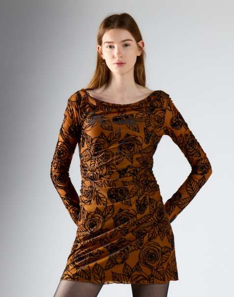Glamorous Floral mesh mini dress in rust rose mesh - view 1