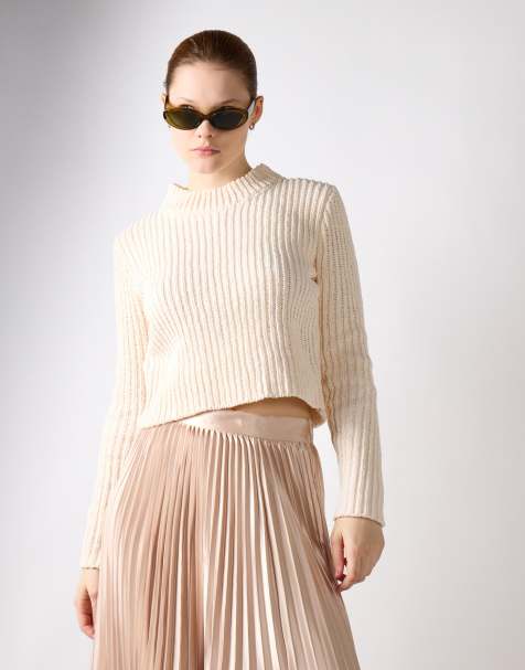 Glamorous Fluffy rib knit jumper in off white - view 1