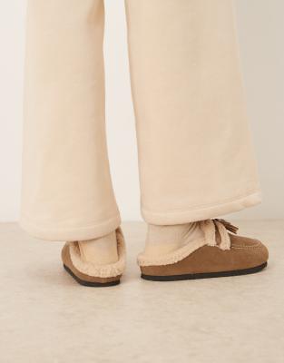 Glamorous Fluffy Slip On Mules In Brown