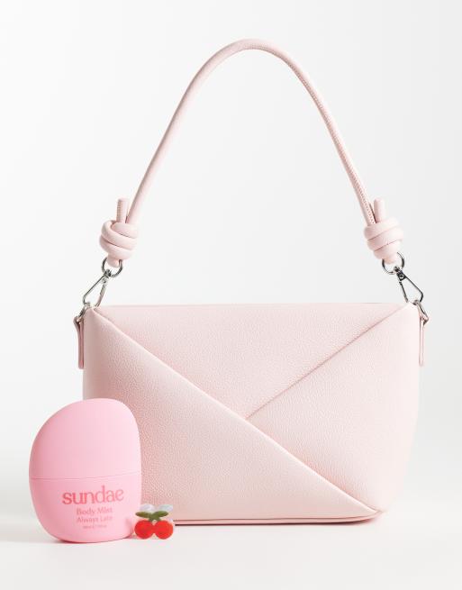 Glamorous fold detail shoulder bag in baby pink , 2 of 4