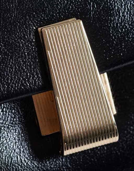 Glamorous fold top clutch bag in black, 3 of 4