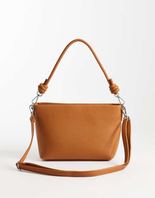Glamorous folded detail shoulder bag in tan , 4 of 4