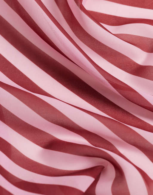 Glamorous - Foulard à rayures - Rose/rouge, 2 de 3