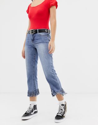 Glamorous frayed hem jeans-Blue