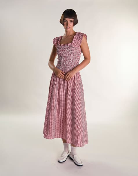Glamorous Frill sleeve maxi dress in red gingham