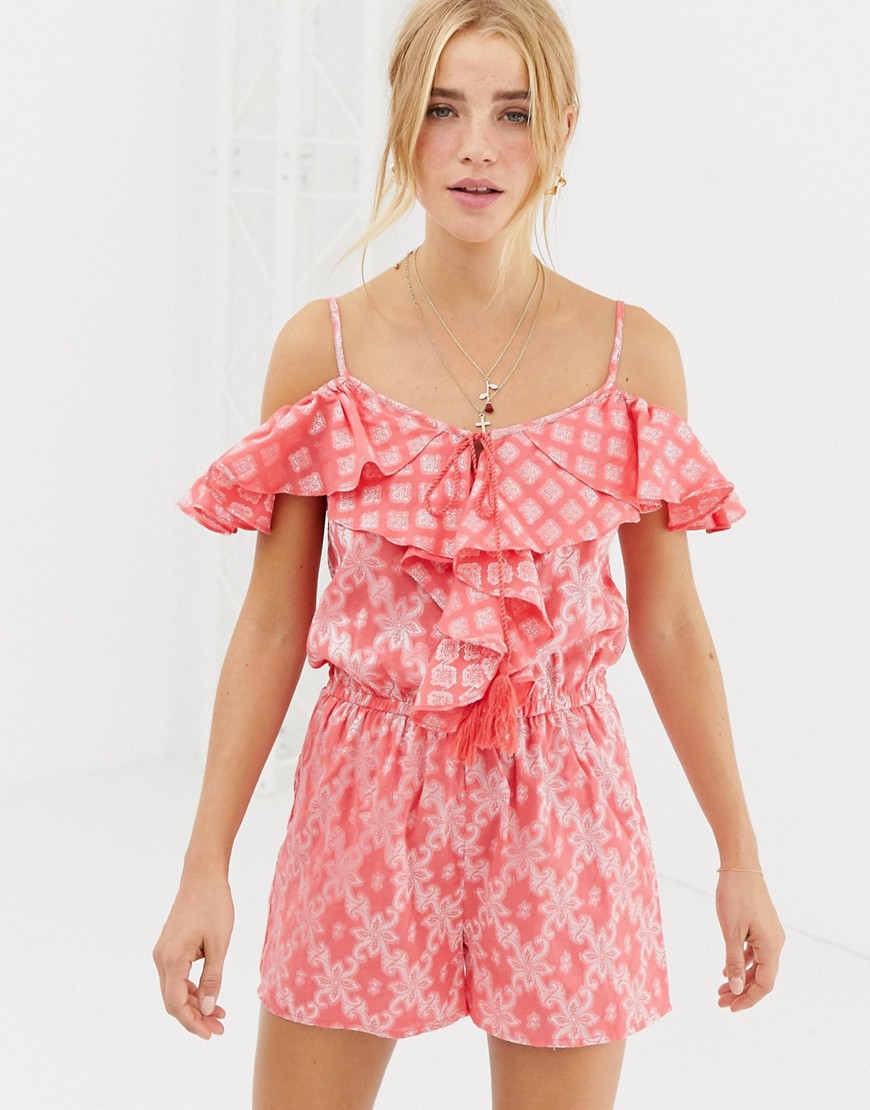 Glamorous frilly playsuit-Pink