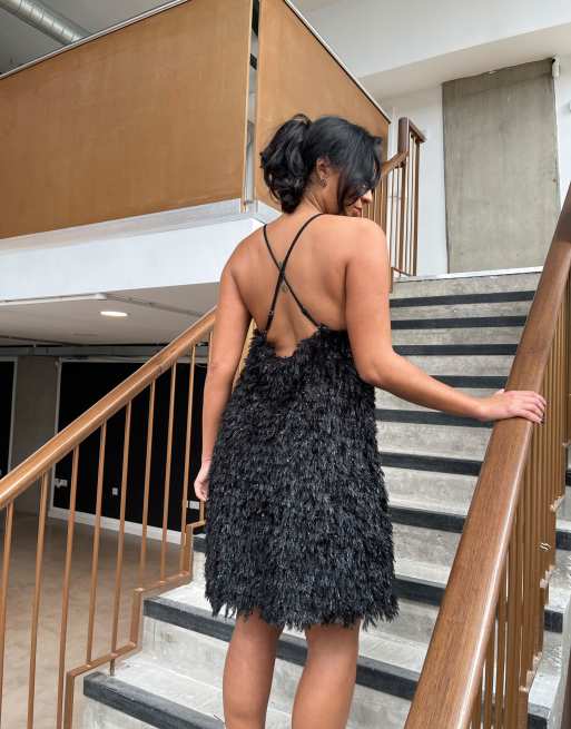 Glamorous Fringe swing mini dress in black | ASOS