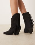 [Glamorous] Glamorous fringe western knee boots in black 39 BLACK