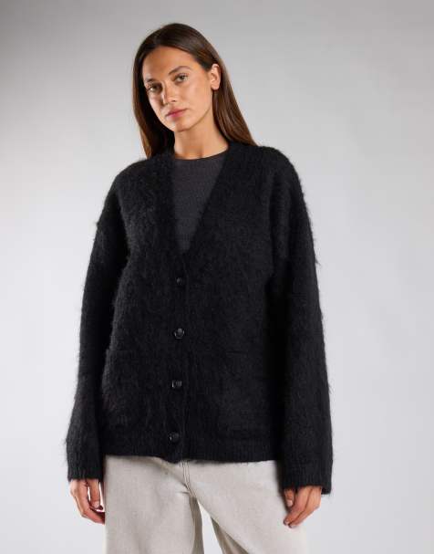 Glamorous Fuzzy v-neck cardigan in black - view 1