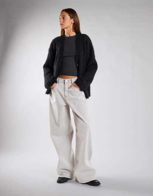Glamorous Fuzzy v-neck cardigan in black, 4 of 4