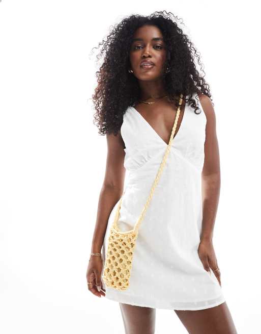 Glamorous - Gehaakt crossbody telefoontasje in geel