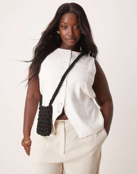 Glamorous - Gehaakt crossbody telefoontasje in zwart - view 1