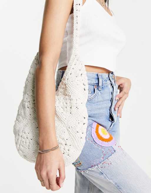Glamorous - Gehaakte crossbody tas in wit