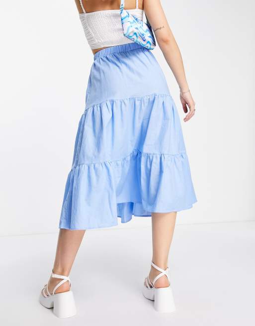 Glamorous - Gelaagde, volle midi rok in blauw, deel van co-ord set, 2 van 4