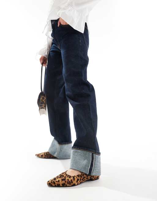 Glamorous – Geraffte Ballerinas mit spitzer Zehenpartie und Leopardenmuster