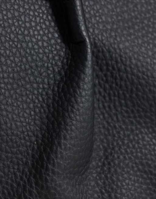 Glamorous gerimpelde tote tas met handgreep bovenaan in zwart, 3 van 4