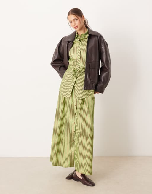 Glamorous - Getailleerd gestreept overhemd in groen en rood, 2 van 4