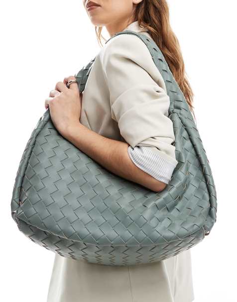 Glamorous – Gewebte Oversize-Schultertasche in Olivgrün - view 1