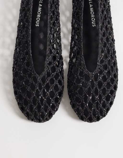 Glamorous - Geweven ballerina's in zwart, 2 van 4