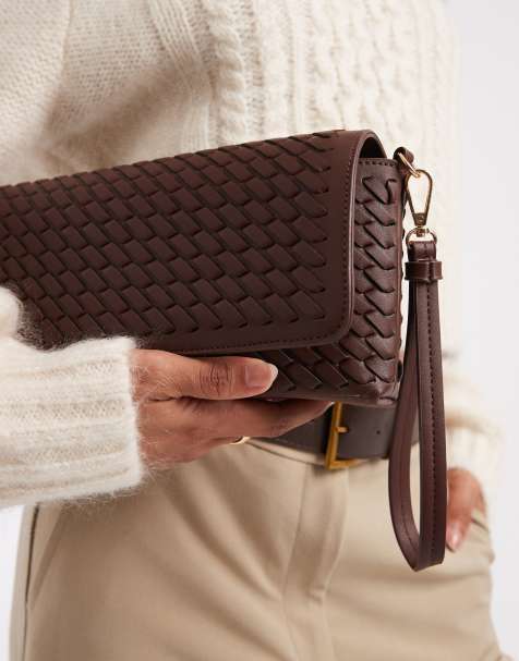 Glamorous - Geweven clutch in donkerbruin - view 1