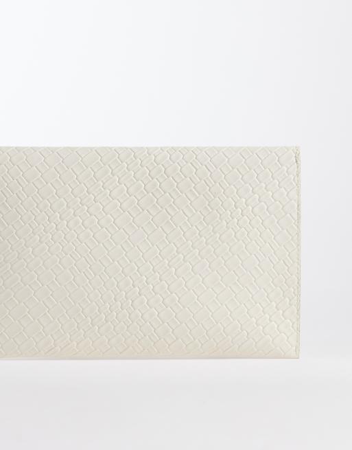 Glamorous - Geweven clutch tas met goudkleurige metalen sluiting in crème, 4 van 4